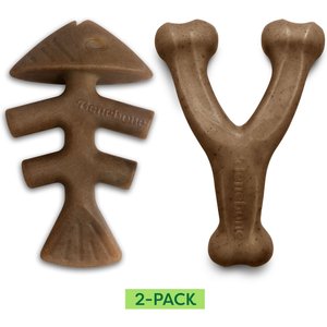 Benebone 2-Pack Wishbone Fishbone Dog Chew Toy, Large