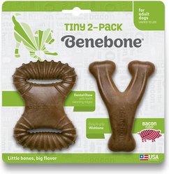 Benebone Bacon Flavor Tough Dog Chew Toy, Tiny, 2 count