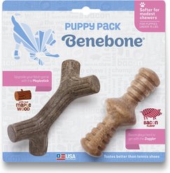 Benebone Bacon Flavor Tough Puppy Chew Toy, 2 count