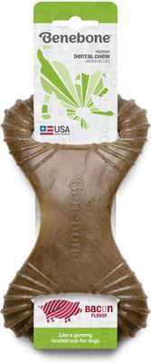 Show full view: Benebone Bacon Flavor Wishbone Tough Chew Toy, Medium + Dental Tough Dog Chew Toy, Medium slide 6 of 10