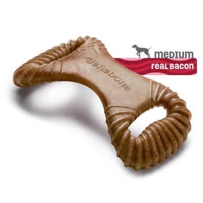 Show full view: Benebone Bacon Flavor Wishbone Tough Chew Toy, Medium + Dental Tough Dog Chew Toy, Medium slide 7 of 10