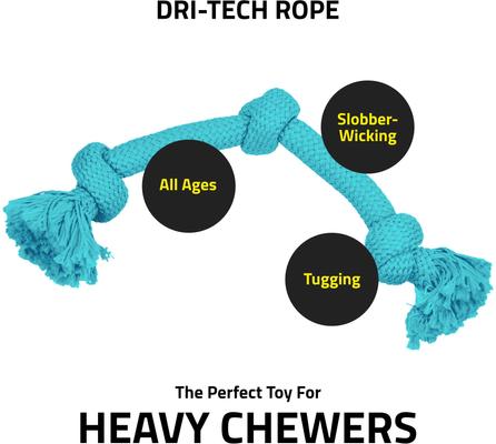 Show full view: Benebone Bacon Flavor Wishbone Tough Chew Toy, Medium + Playology All Natural Dri-Tech Rope Dog Toy, Large, Peanut Butter Scented slide 7 of 8