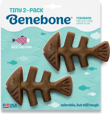 Show full view: Benebone Fishbone Dog Chew Toy, Brown, Tiny, 2 count slide 3 of 7