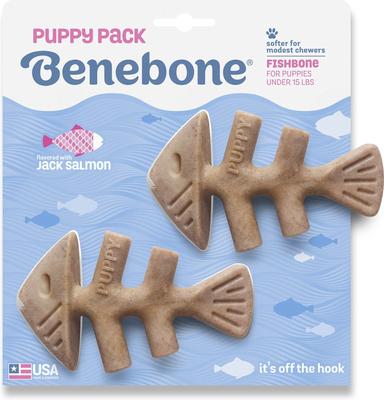 Show full view: Benebone Fishbone Tough Puppy Chew Toy, Brown, 2 count slide 4 of 9