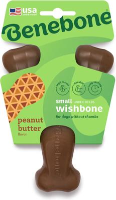 Show full view: Benebone Peanut Butter Flavor Wishbone Tough Dog Chew Toy, Small slide 3 of 9