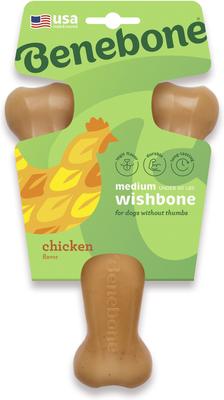 Show full view: Benebone Rotisserie Chicken Flavor Wishbone Tough Dog Chew Toy, Medium slide 3 of 9