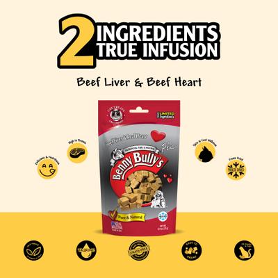 Show full view: Benny Bullys Beef Liver & Beef Heart Raw Freeze-Dried Cat Treats, 0.7-oz bag slide 4 of 6