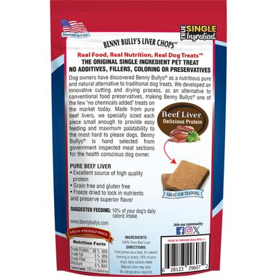 Show full view: Benny Bullys Beef Liver Chops Raw Freeze-Dried Dog Treats, 3.7-oz bag slide 3 of 6