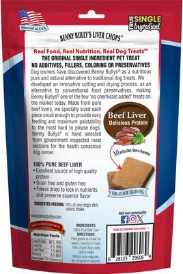 Show full view: Benny Bullys Beef Liver Chops Raw Freeze-Dried Dog Treats, 7-oz bag slide 3 of 6