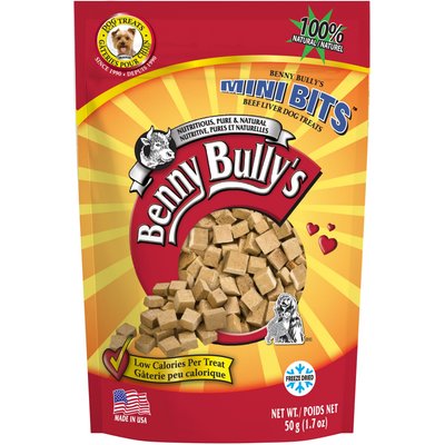Benny Bullys Benny Bullys Beef Liver Mini Bit Freeze-Dried Dog Treats, 1.7-oz bag