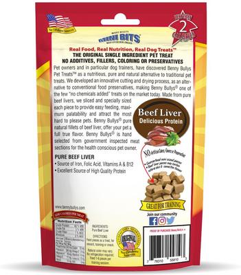 Show full view: Benny Bullys Beef Liver Mini Bit Freeze-Dried Dog Treats, 5.2-oz bag slide 3 of 5