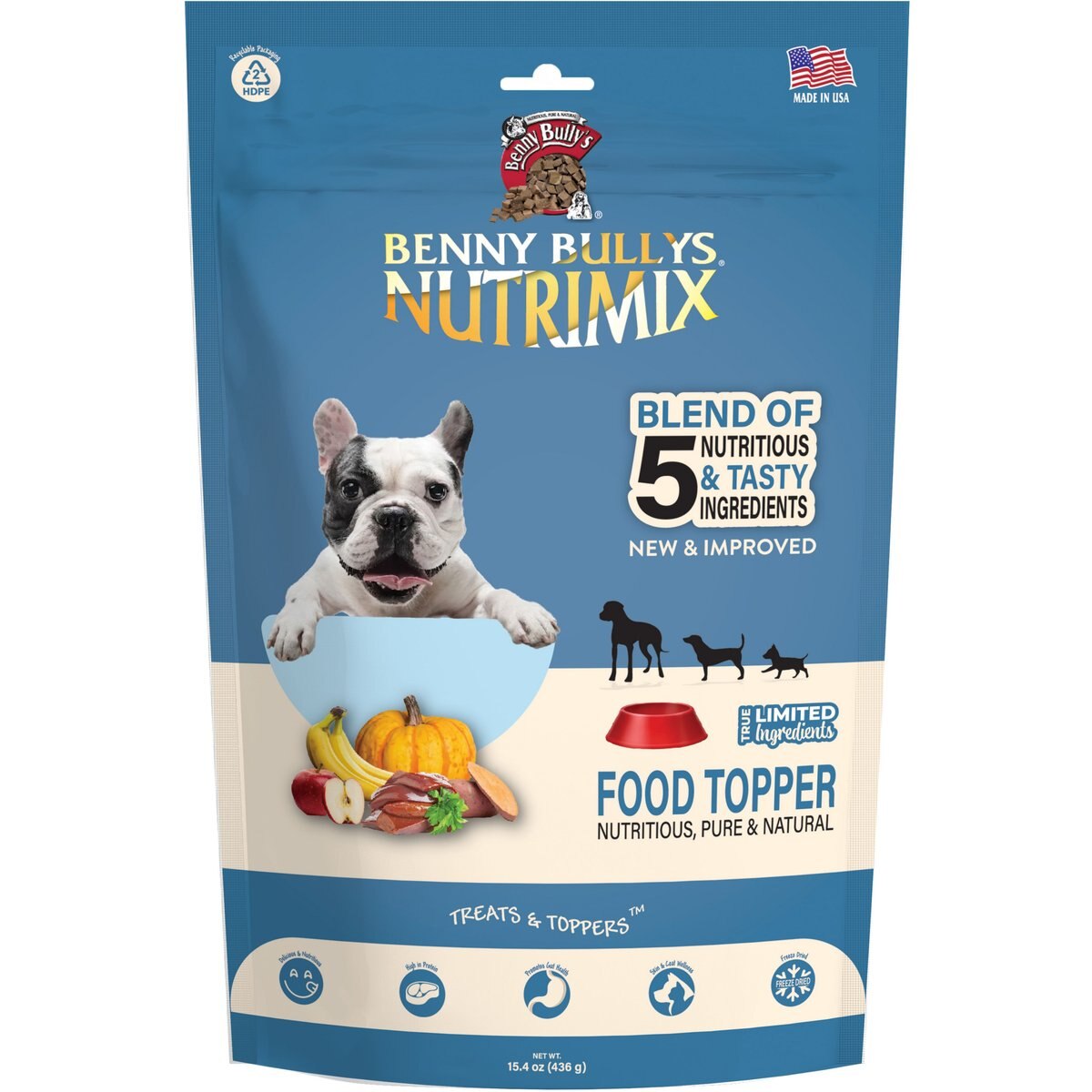 Benny Bullys Beef NutriMix Raw Freeze-Dried Dog Food Topper, 15.4-oz bag