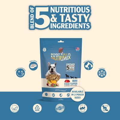 Show full view: Benny Bullys Beef NutriMix Raw Freeze-Dried Dog Food Topper, 15.4-oz bag slide 4 of 5