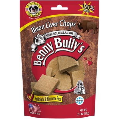 Benny Bullys Benny Bullys Bison Liver Chops Freeze-Dried Dog Treats, 2.1-oz bag