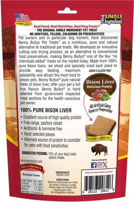 Show full view: Benny Bullys Bison Liver Chops Raw Freeze-Dried Dog Treats, 8.6-oz bag slide 3 of 6