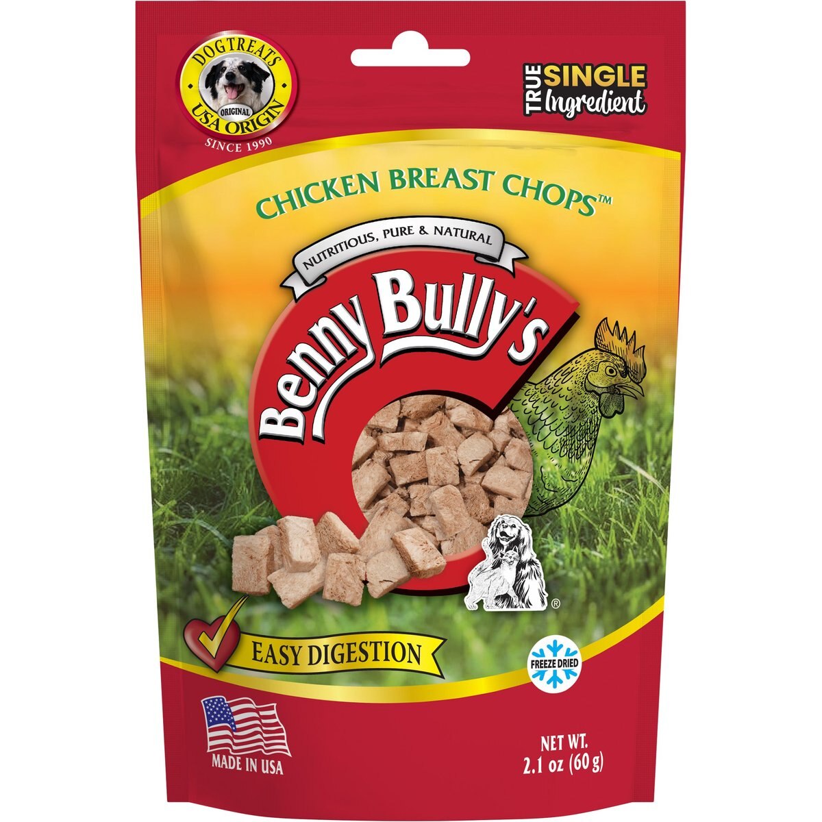 Benny Bullys Chicken Breast Chop Raw Freeze-Dried Dog Treats, 2.1-oz bag