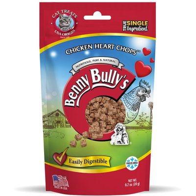 Benny Bullys Benny Bullys Chicken Heart Raw Freeze-Dried Cat Treats, 0.7-oz bag