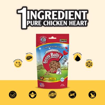 Show full view: Benny Bullys Chicken Heart Raw Freeze-Dried Cat Treats, 0.7-oz bag slide 4 of 7