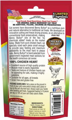 Show full view: Benny Bullys Chicken Heart Raw Freeze-Dried Cat Treats, 0.7-oz bag slide 3 of 7