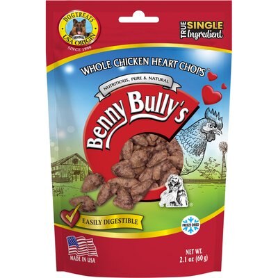 Benny Bullys Benny Bullys Chicken Whole Heart Raw Freeze-Dried Dog Treats, 2.1-oz bag