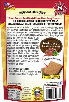 Show full view: Benny Bullys Liver Chops Freeze-Dried Dog Treats, 2.8-oz bag slide 4 of 4
