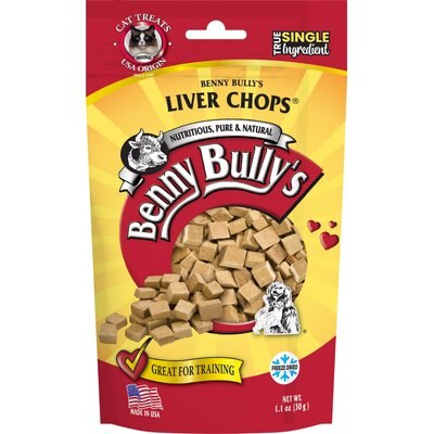 Benny Bullys Benny Bullys Liver Chops Raw Freeze-Dried Cat Treats, 1.0-oz bag