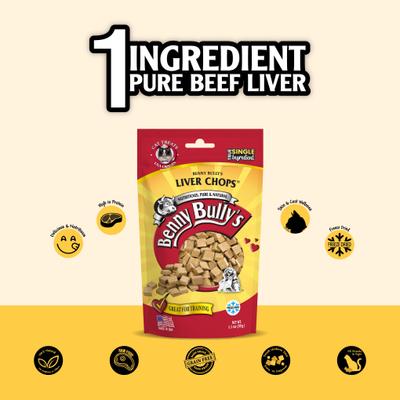 Show full view: Benny Bullys Liver Chops Raw Freeze-Dried Cat Treats, 1.0-oz bag slide 4 of 6