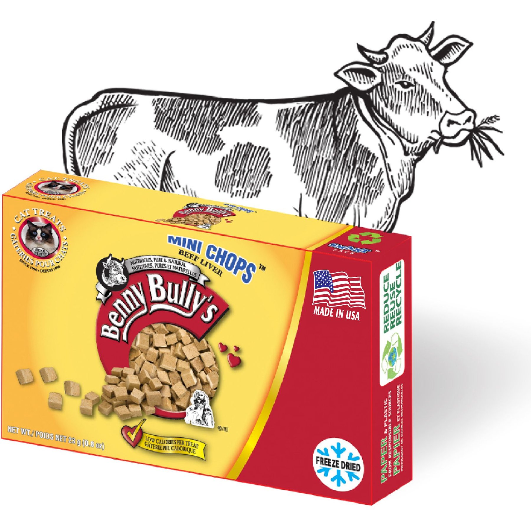 Benny Bullys Mini Chops Smart Pack Beef Liver Freeze-Dried Cat Treats, .8-oz box
