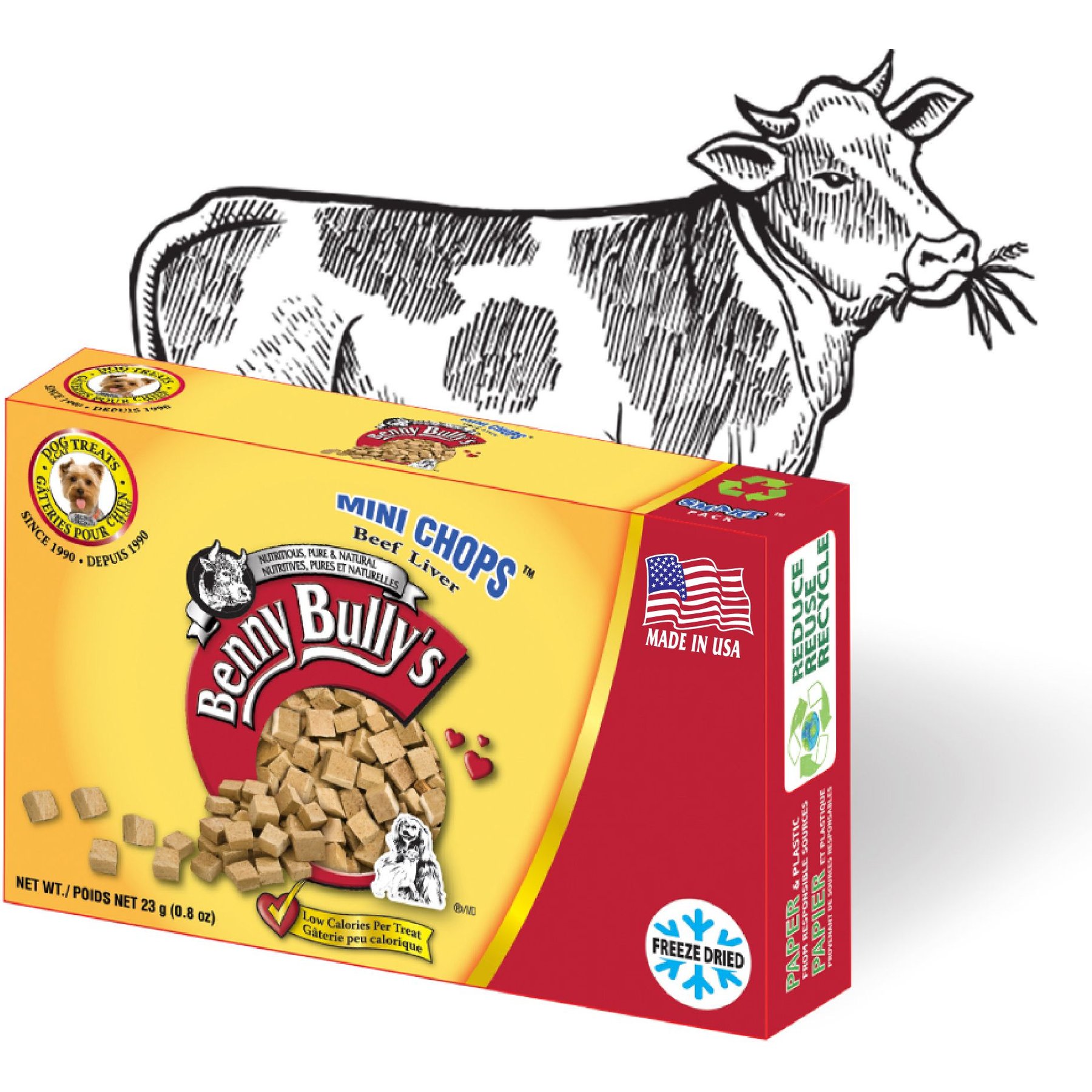 Benny Bullys Mini Chops Smart Pack Beef Liver Freeze-Dried Dog Treats, .8-oz box
