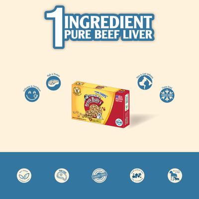 Show full view: Benny Bullys Mini Chops Smart Pack Beef Liver Freeze-Dried Dog Treats, .8-oz box slide 3 of 6