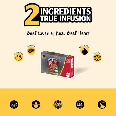 Show full view: Benny Bullys Mini Chops Smart Pack Beef Liver Plus Beef Heart Freeze-Dried Cat Treats, .6-oz box slide 3 of 6