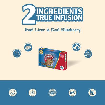 Show full view: Benny Bullys Mini Chops Smart Pack Beef Liver Plus Blueberry Freeze-Dried Dog Treats, .6-oz box slide 3 of 6