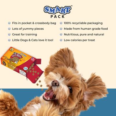 Show full view: Benny Bullys Mini Chops Smart Pack Beef Liver Plus Pumpkin Freeze-Dried Dog Treats, .6-oz box slide 6 of 6