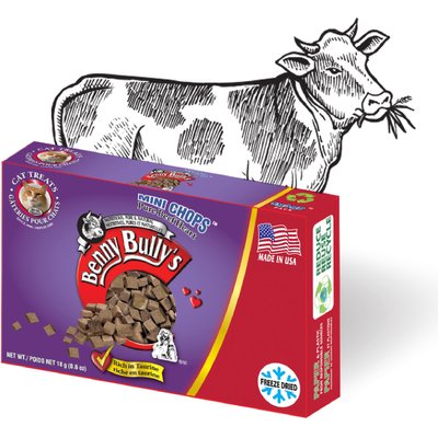 Benny Bullys Benny Bullys Mini Chops Smart Pack Pure Beef Heart Freeze-Dried Cat Treats, .6-oz box