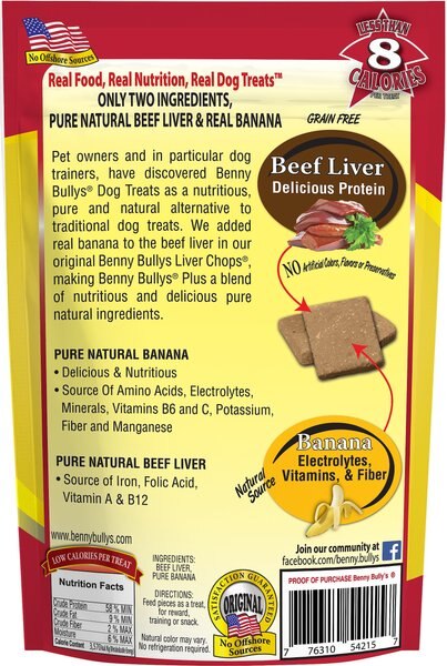 Benny Bullys Plus Beef Liver & Banana Freeze-Dried Dog Treats, 2.1-oz bag
