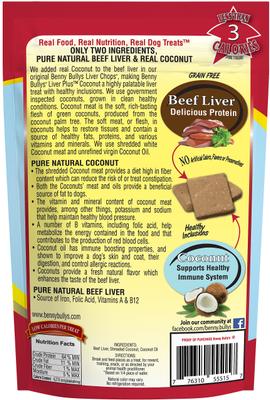 Show full view: Benny Bullys Plus Beef Liver & Coconut Freeze-Dried Dog Treats, 2.1-oz bag slide 4 of 4