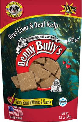 Show full view: Benny Bullys Plus Beef Liver & Kelp Freeze-Dried Dog Treats, 2.1-oz bag slide 3 of 4