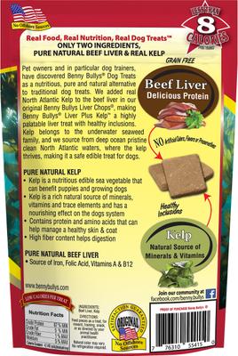Show full view: Benny Bullys Plus Beef Liver & Kelp Freeze-Dried Dog Treats, 2.1-oz bag slide 4 of 4