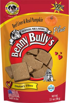 Show full view: Benny Bullys Plus Beef Liver & Pumpkin Freeze-Dried Dog Treats, 2.1-oz bag slide 3 of 5