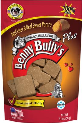 Show full view: Benny Bullys Plus Beef Liver & Sweet Potato Freeze-Dried Dog Treats, 2.1-oz bag slide 3 of 4