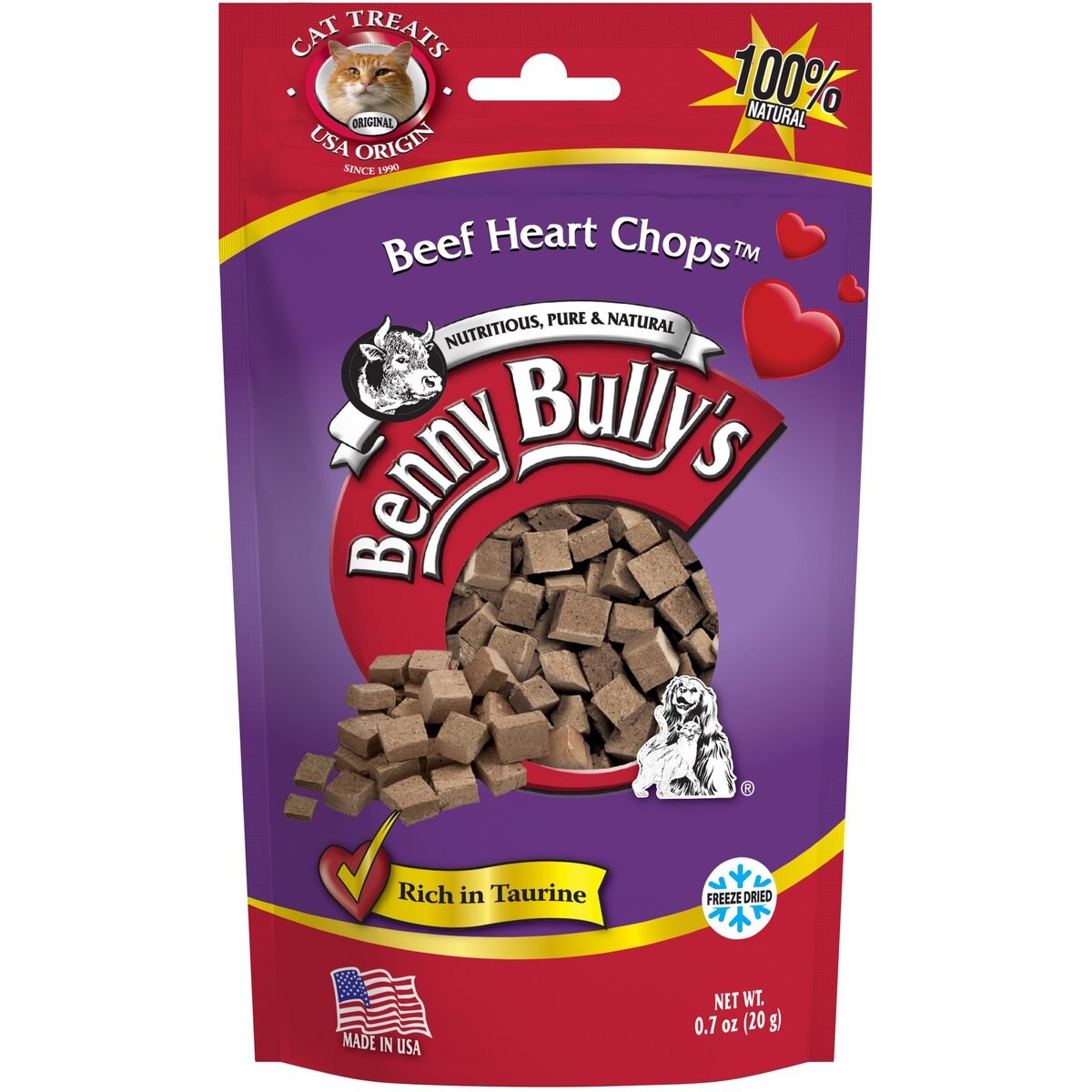 Benny Bullys Pure Beef Heart Freeze-Dried Cat Treats, .7-oz bag