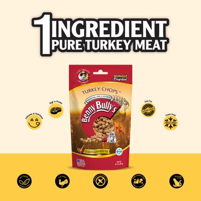 Show full view: Benny Bullys Turkey Chops Raw Freeze-Dried Cat Treats, 0.7-oz bag slide 4 of 6