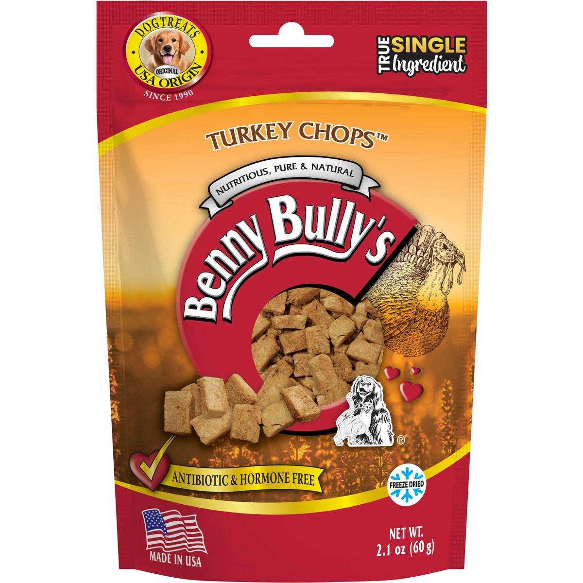 Benny Bullys Turkey Chops Raw Freeze-Dried Dog Treats, 2.1-oz bag
