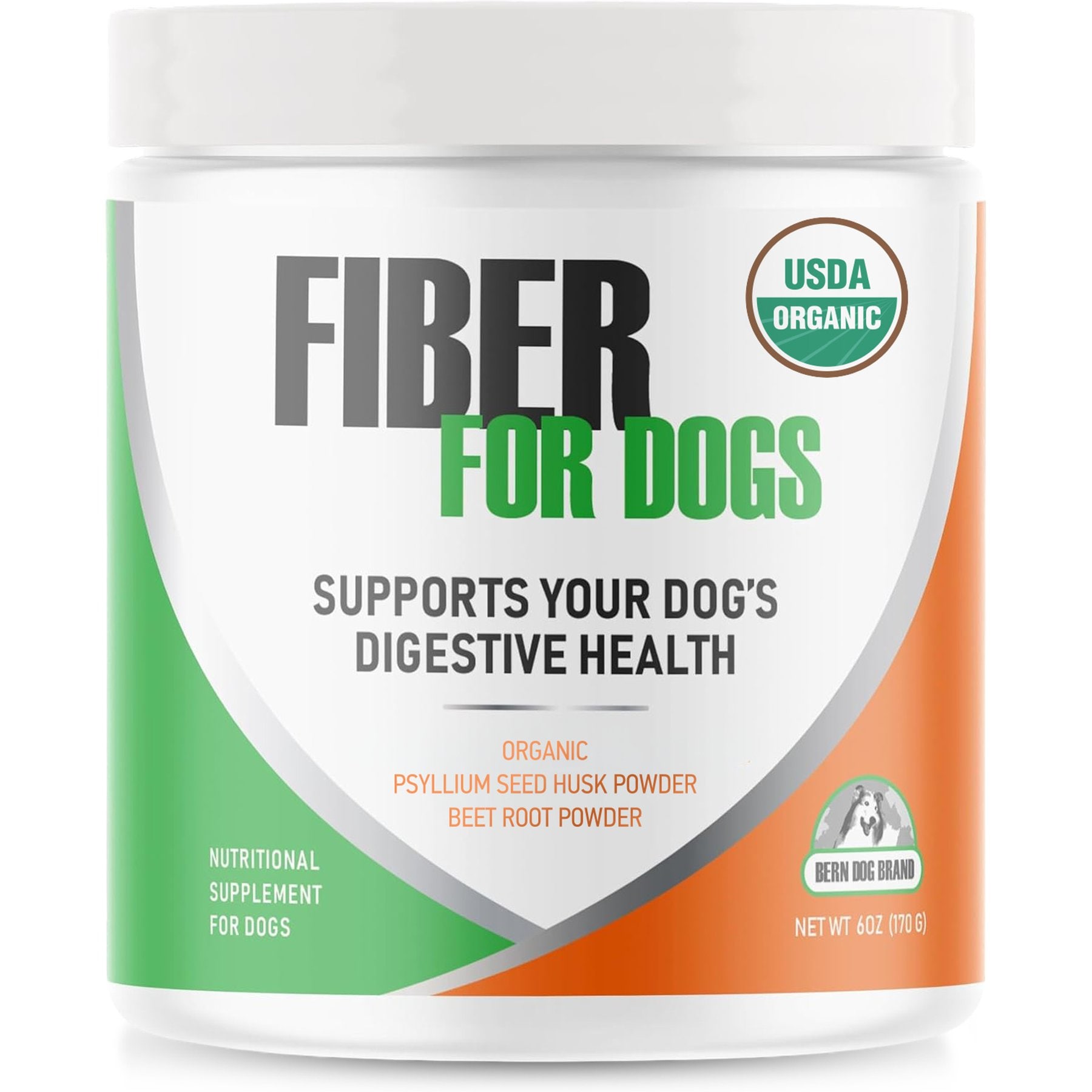 Bern Dog Brand Fiber for Dogs Digestive, Diarrhea, Constipation & Anal Gland Dog Supplement, 6-oz jar