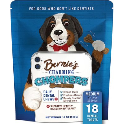 Bernie's Bernie's Charming Chompers Daily Dental Chews Medium Dog Dental Treats, 18 count