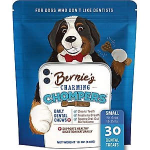 Bernie's Charming Chompers Daily Dental Chews Small Dog Dental Treats, 30 count