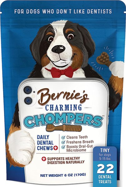 Bernie's Charming Chompers Daily Dental Chews X-Small Dog Dental Treats, 22 count
