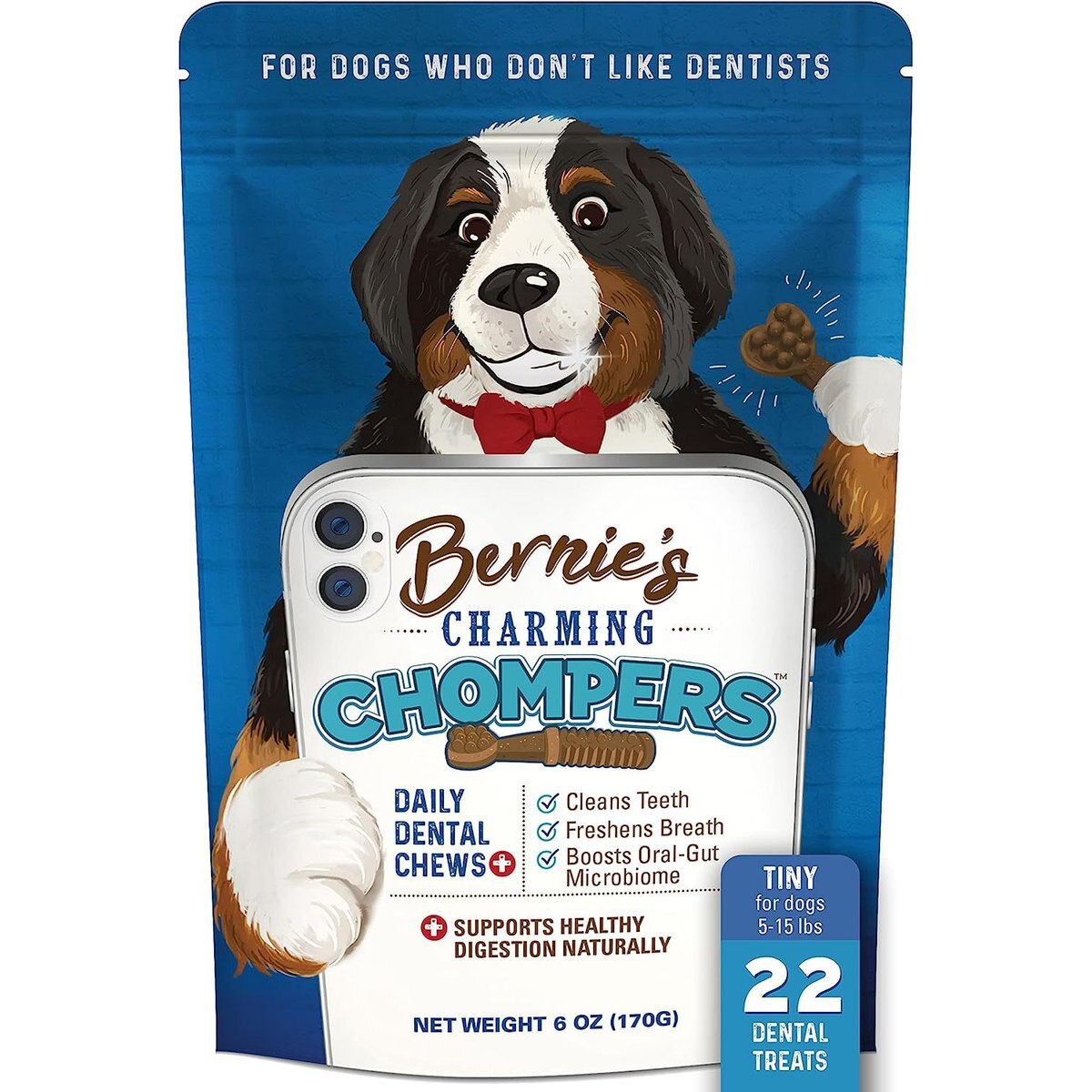 Bernie's Charming Chompers Daily Dental Chews X-Small Dog Dental Treats, 22 count