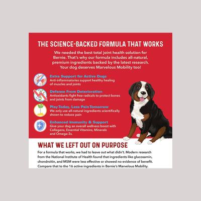 Show full view: Bernie's Marvelous Mobility Daily Hip & Joint Supplement, 90 count slide 4 of 9