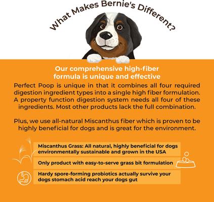 Show full view: Bernie's Perfect Poop Cheddar Cheese Flavor Digestion Support Dog Supplement, 12.8-oz bag slide 7 of 12